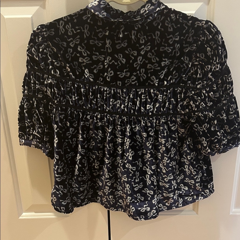 Maeve Leandra Velvet Shirred Yoke Blouse - Picture 6 of 6